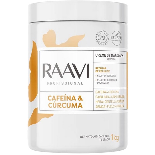 creme para massagem corporal raavi cafeina e curcuma 1kg