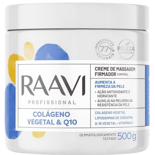 Creme de Massagem Firmador Corporal Raavi Colágeno Vegetal & Q10 500g